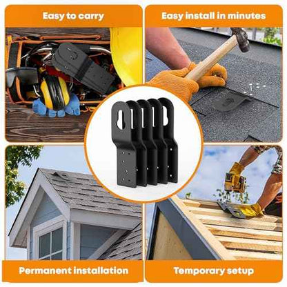 Roof Safety Anchor Hitch Clip,Roof Anchors For Fall Protection Connects To Wood Surfaces,Permanent Roof Anchor Use With Roofing Harness, Safety Ropes And Other Roof Safety Equipment (Black-5 Pcs)