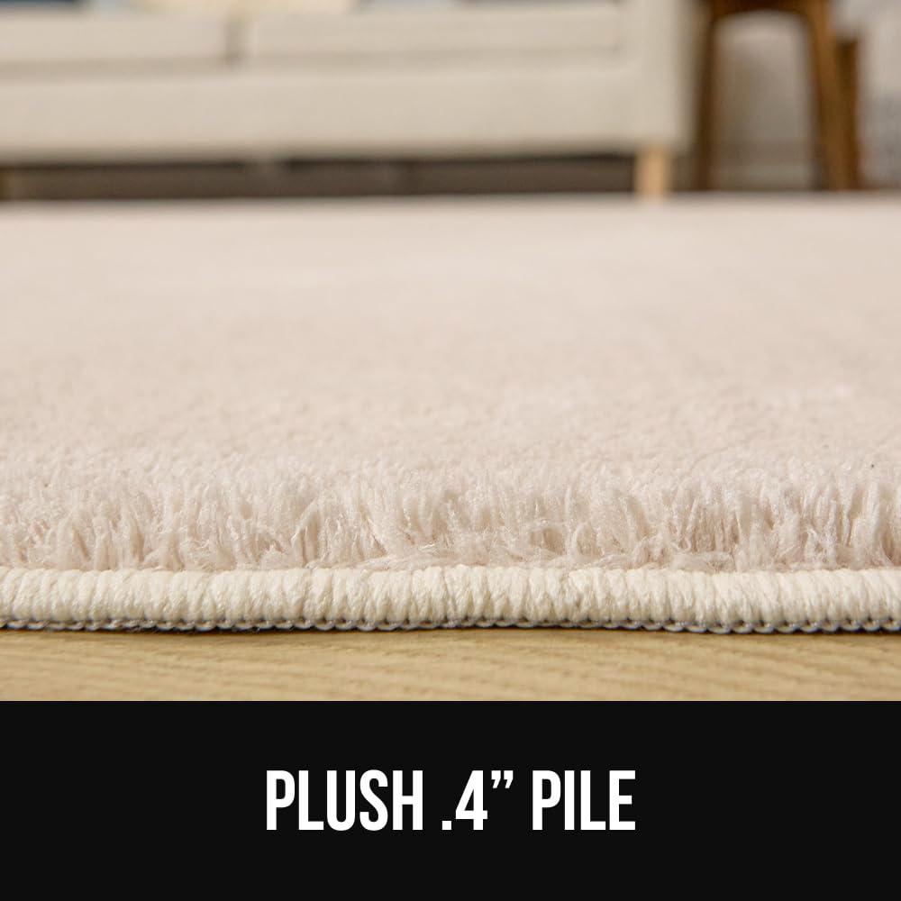 GORILLA GRIP Slip Resistant Soft Washable Stain Resistant Area Rug, 5x7, Plush Thick Carpet for Bedroom Living Room, No Shed Floor Rugs, Pet Friendly, Dorm Essentials, Kid Nursery Home Decor, Ivory