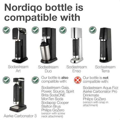 Stainless Steel Carbonating Bottle 33 oz | Compatible with Aarke Carbonator 3, Sodastream (Excl. model Aqua Fizz + Jet) and many others| Dishwasher Safe, No Expiration Date, BPA-Free