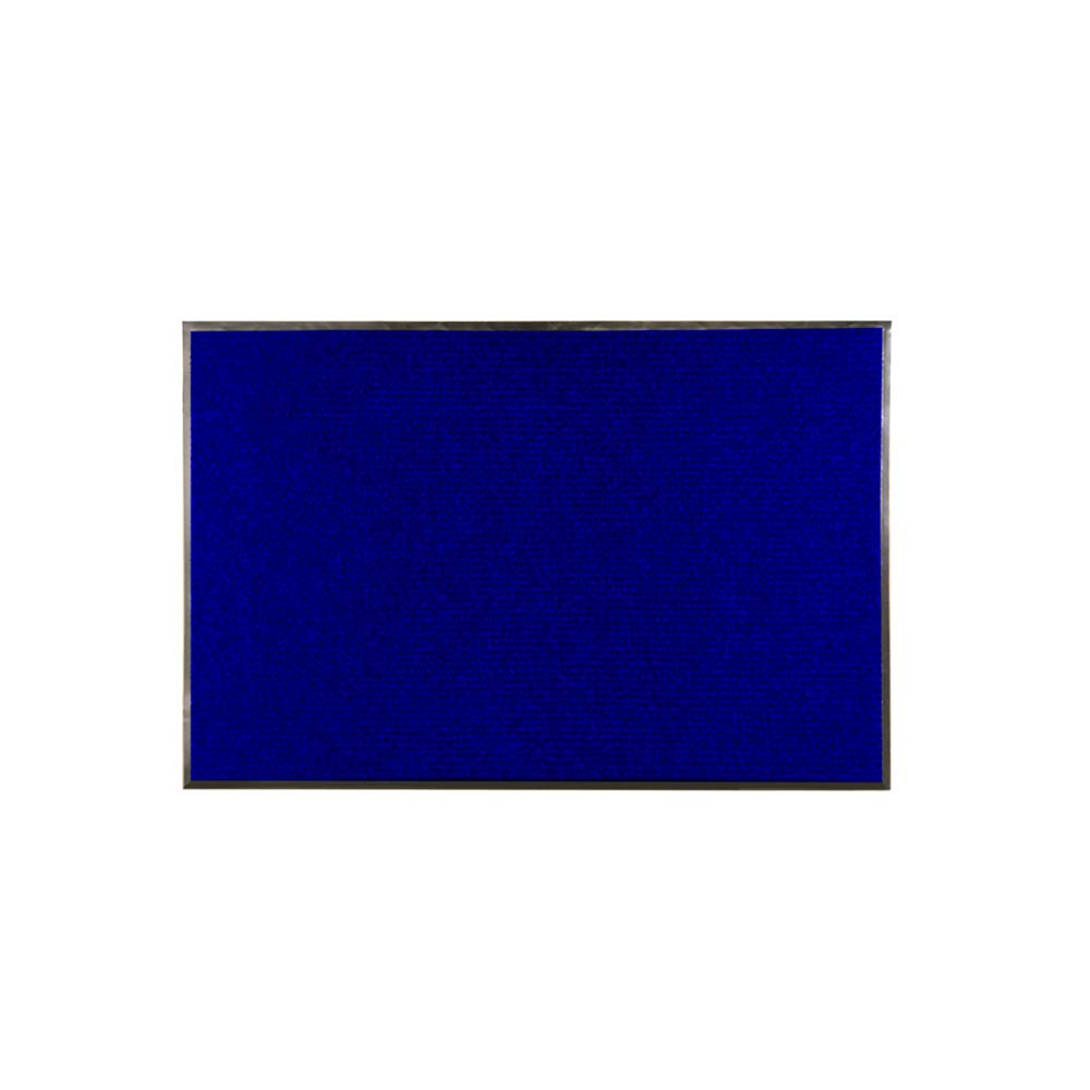 Restaurantware Comfy Feet 36 x 24 Inch No-Slip Floor Mat 1 Ribbed Carpet Utility Mat - Indoor and Outdoor for Homes Or Offices Blue Polyester Fibers Entry Mat Vinyl Backing Easy to Clean
