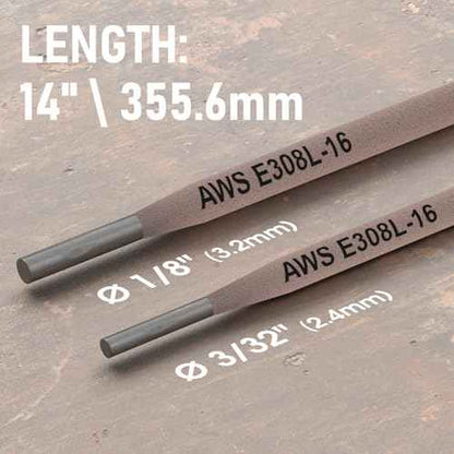 YESWELDER E308L-16 Stainless Steel Stick Electrodes, 14" x 3/32" 5LB Welding Rods