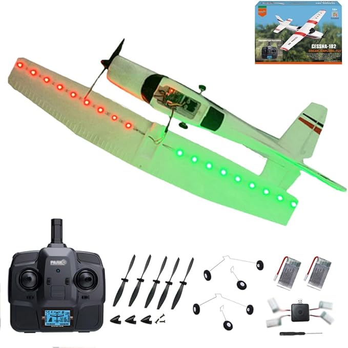 F949 RC Plane 3CH 2.4Ghz Remote Control Airplane EPP 3D6G RTF RC Airplane for Beginners Easy to Fly RC Glider with 2 Batteries Propellers Landing Gear (LED 2BSL)