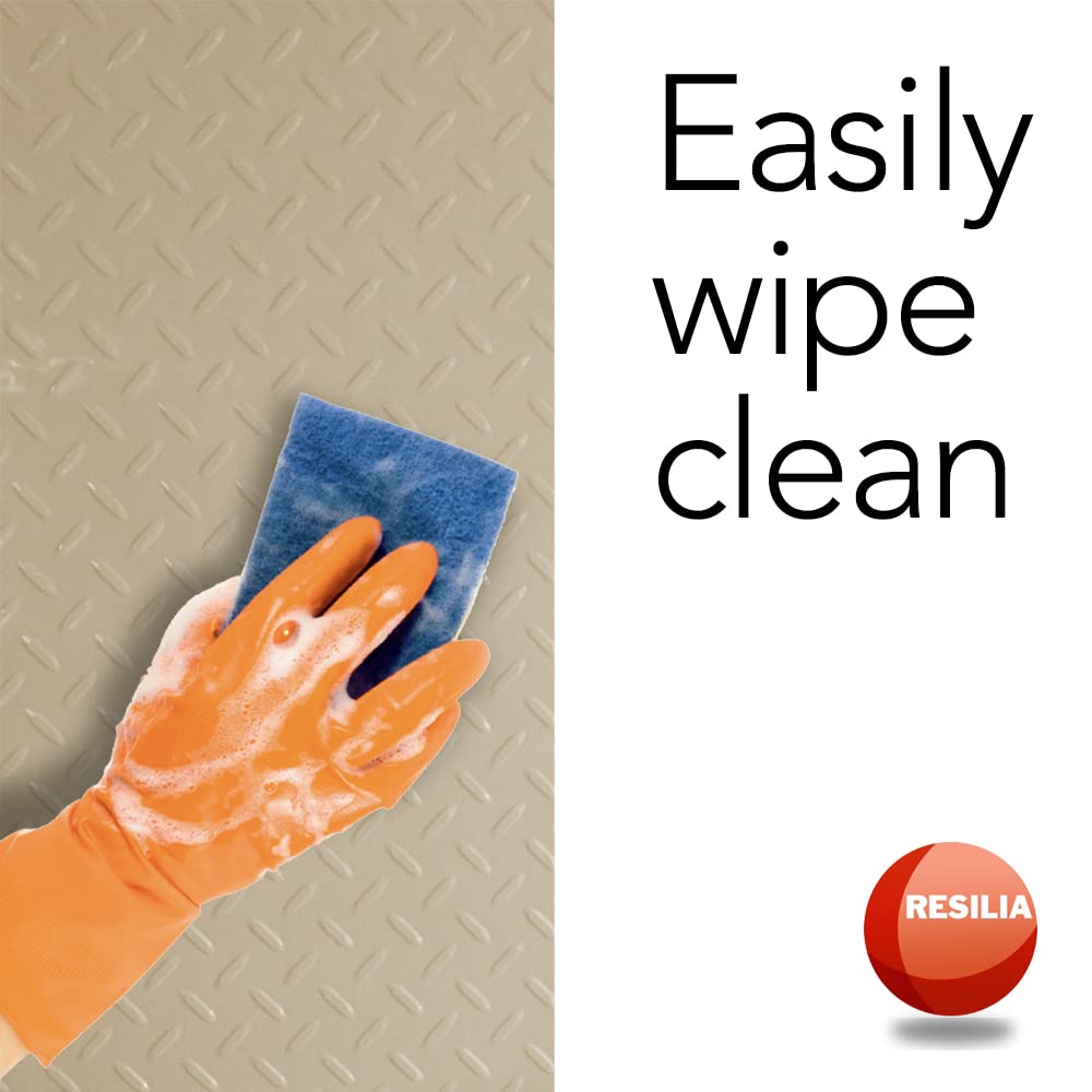 RESILIA Premium Under The Sink Mat- Large Universal Size, Cut to Fit Cabinets, Shelf & Drawer Liners, Thick Plastic Diamond Plate Surface, 24 x 48 inches, Beige/Tan, Made in The USA