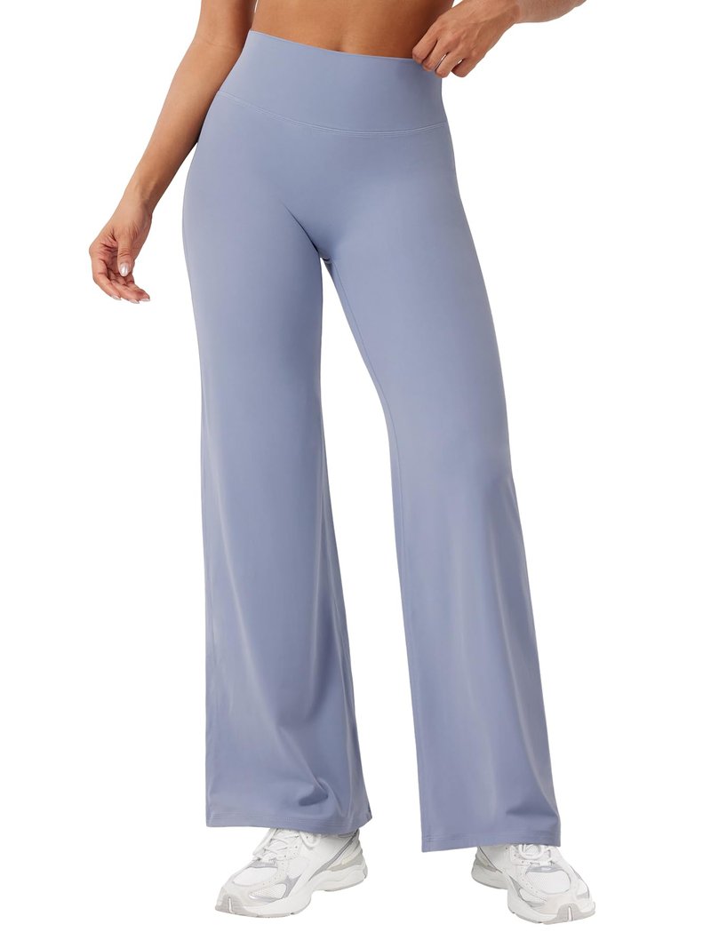 YEOREO Workout Leggings Womens No Front Seam Straight Leggings 29" High Waist Buttery Eddiy Gym Yoga Pants Granite Blue XL