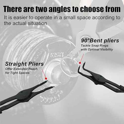 SGT Snap Ring Pliers Set,10 Pcs Internal & External Circlip Pliers With Bent & Straight Pliers,Heavy Duty Removal Tool,Include Hook, Pick,Storage Case and Gloves