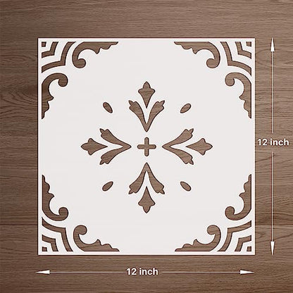 Wall Stencils for Painting Large Pattern 12" x 12", Reusable Large Floor Stencils, Simple Tile Stencils for Decor (NS4)