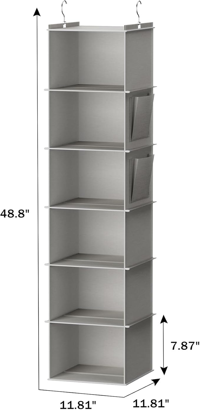 YOUDENOVA Hanging Closet Organizer and Storage, 6-Shelf Closet Hanging Shelves