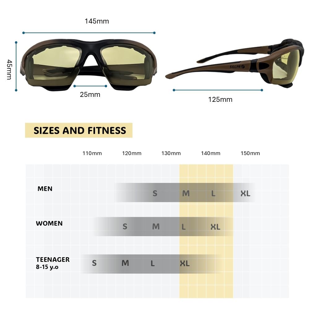 SOL PRO Powersports Safety Goggles, ANSI, Zero‑Pressure, Durable Anti‑Fog, Riding, Hunting Shooting, Fit Men and Women