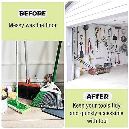 ULIBERMAGNET Magnetic Mop Broom Holder,Heavy Duty Movable Magnetic Broom Holder Rack,Anti-slip Wall Mounted Utility Storage Mop Shovel Hanger for Garage, Kitchen, Laundry, Garden(8 Pack/Black)