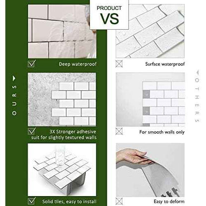 STICKGOO 1-Sheet Subway Tiles Self Adhesive Kitchen Splashbacks, Peel and Stick Wall Tile Stickers, Stick on Tiles Splashback (Black, Thicker Design)