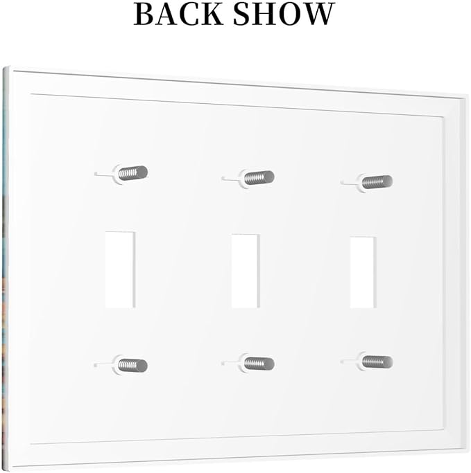 Decorative Art Light Switch Covers Mexican Sombrero & Serape Vibes 3 Gang Triple Toggle Wall Plate Decorative Switch plate Electrical Faceplate for Home Decor