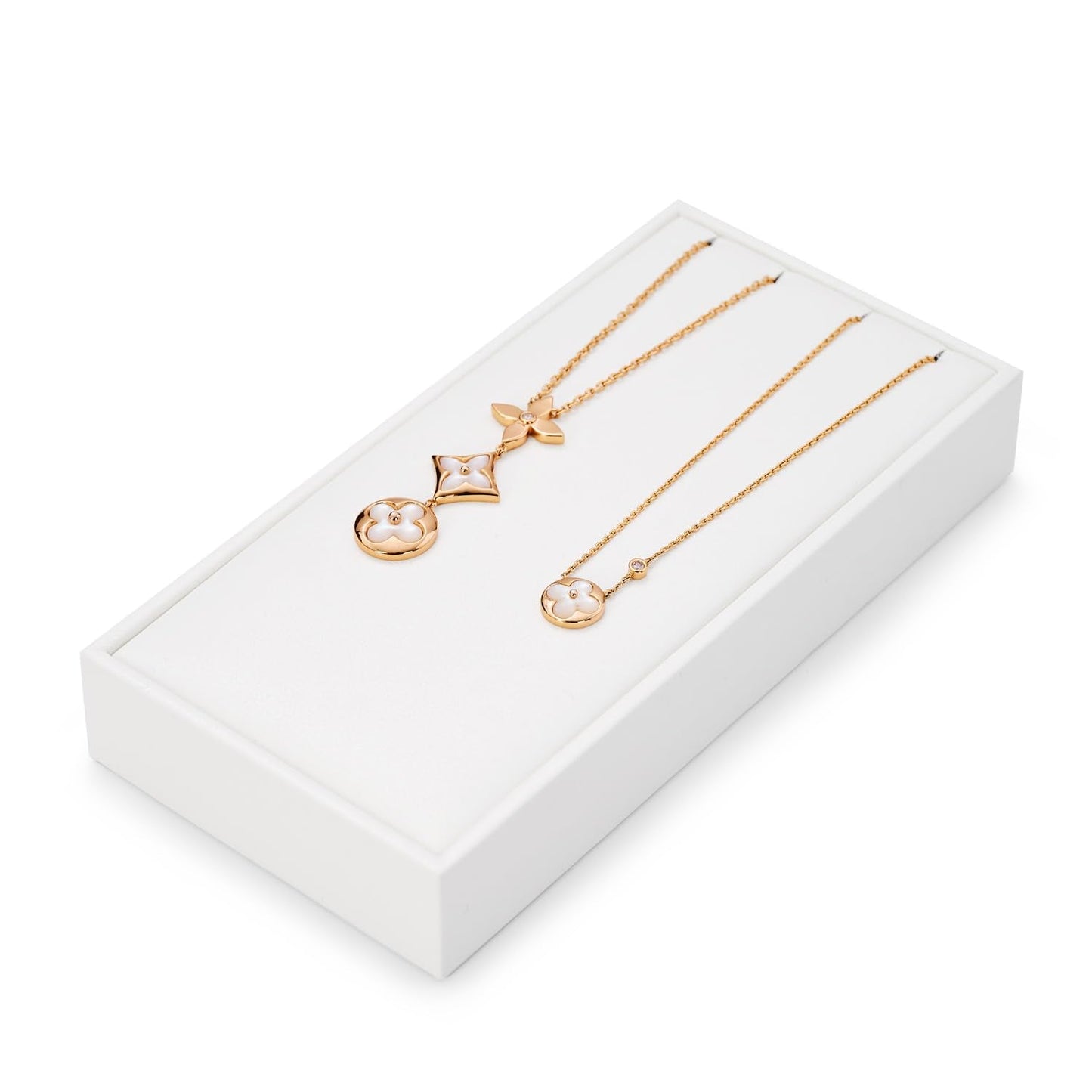 Papten 2 Slot PU Leather Necklace Jewelry Stand Pendant Drawer Jewelry Organizer Tray Bracelets Display Holder (White)