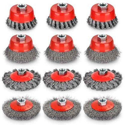 Wire Wheel for Angle Grinder 12 Pack, Coarse Crimped Wire Wheel Brush Wire Cup Brush 4 1/2 Angle Grinder Wire Wheel, Angle Grinder Attachments with 5/8-11unc Threaded Arbor.