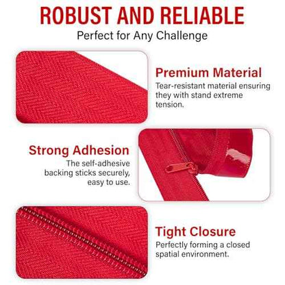 12 Pack Heavy Duty Zipper Door with Plastic Sheeting Cutter,7ft x 3in Double-Sided Self-Adhesive Zipper Door for Dust Barriers,Greenhouses,Construction Sites