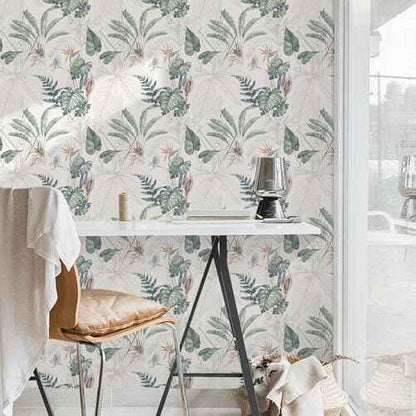 Peel and Stick Wallpaper Tropical Botanical Palm Tree Leaf Contact Paper Waterproof Self Adhesive Removable Floral Boho Vinyl Roll for Bathroom Bedroom Living Room Kitchen 17.32" x 118.11"