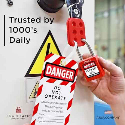 TRADESAFE Lock Out Tag Out Hasp - 6 Pack Stainless Steel Lockout Hasp, Nylon Handle, Tamper-Proof and Impact-Resistant Loto Hasp, 1 inch Jaw Diameter