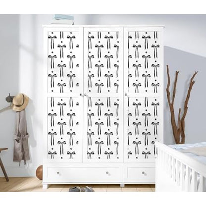 HAOKHOME Black Wall Paper Peel and Stick Modern Bow Ties Wallpaper Removable for Nursery Black/White Contact Paper 17.3in x 9.8ft