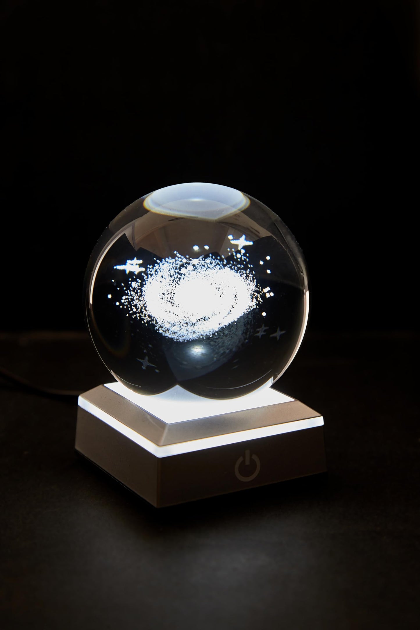 3D Galaxy Crystal Ball Night Light, Upgraded 3.15 Inch Glass Ball Lamp with LED Base, Galaxy Lamp Decor, Birthday Holiday Xmas Gifts for Boys Girls Friends (Galaxy)