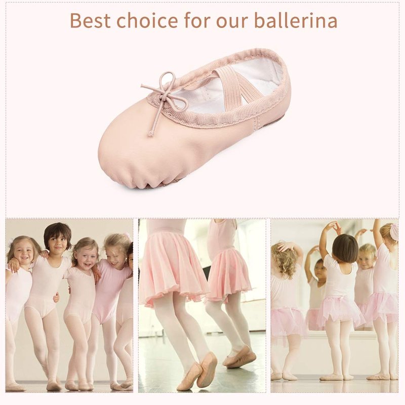 Stelle Ballet Shoes for Girls Toddler Ballet Slippers Soft Leather Boys Dance Shoes for Toddler/Little Kid/Big Kid(Ballet Pink (with Lace), 7MT)