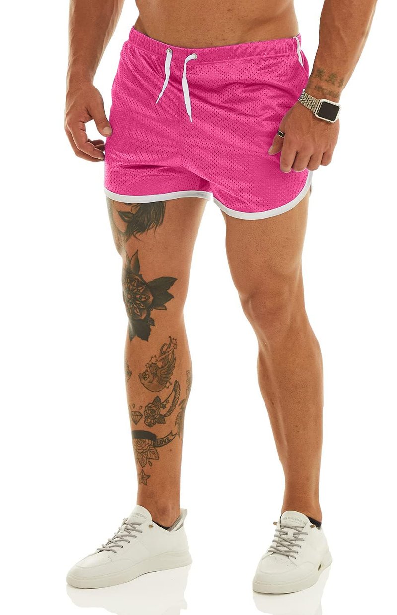 Ouber Men's Fitted Shorts Bodybuilding Workout Gym Running Tight Lifting Shorts with Pockets Green, XXL