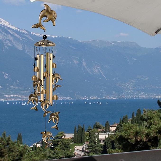 Dolphin Wind Chimes Decor, Mobile Blessing Wind Bells Decorate, Sympathy Wind Catcher, Memorial Gifts for Mom, Grandma, Woman (Housewarming/Outside/Indoor/Home/Room/Porch/Yard/Garden Decoration)