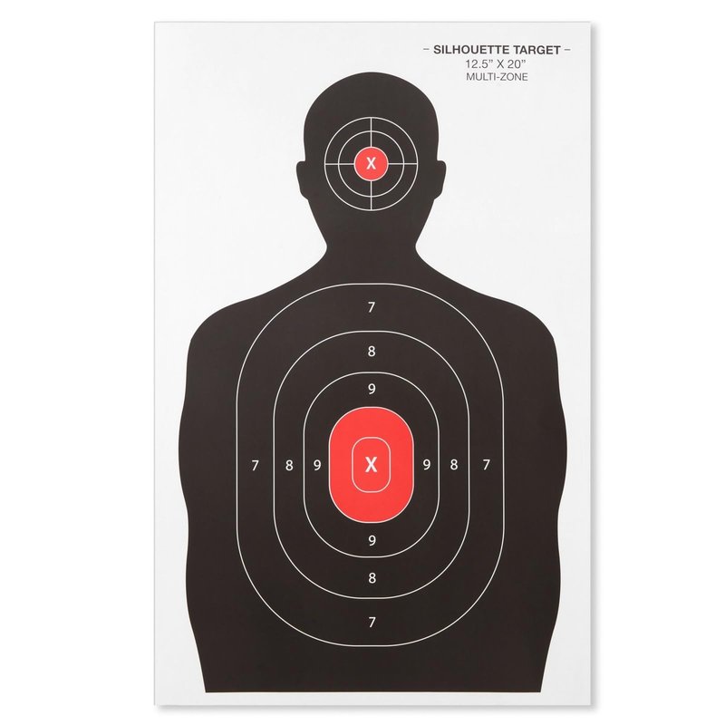 Juvale Paper Shooting Targets for Shooting Range - 50 Pack, 14 x 22 in, Silhouette & Red Bullseye - Pistol Targets