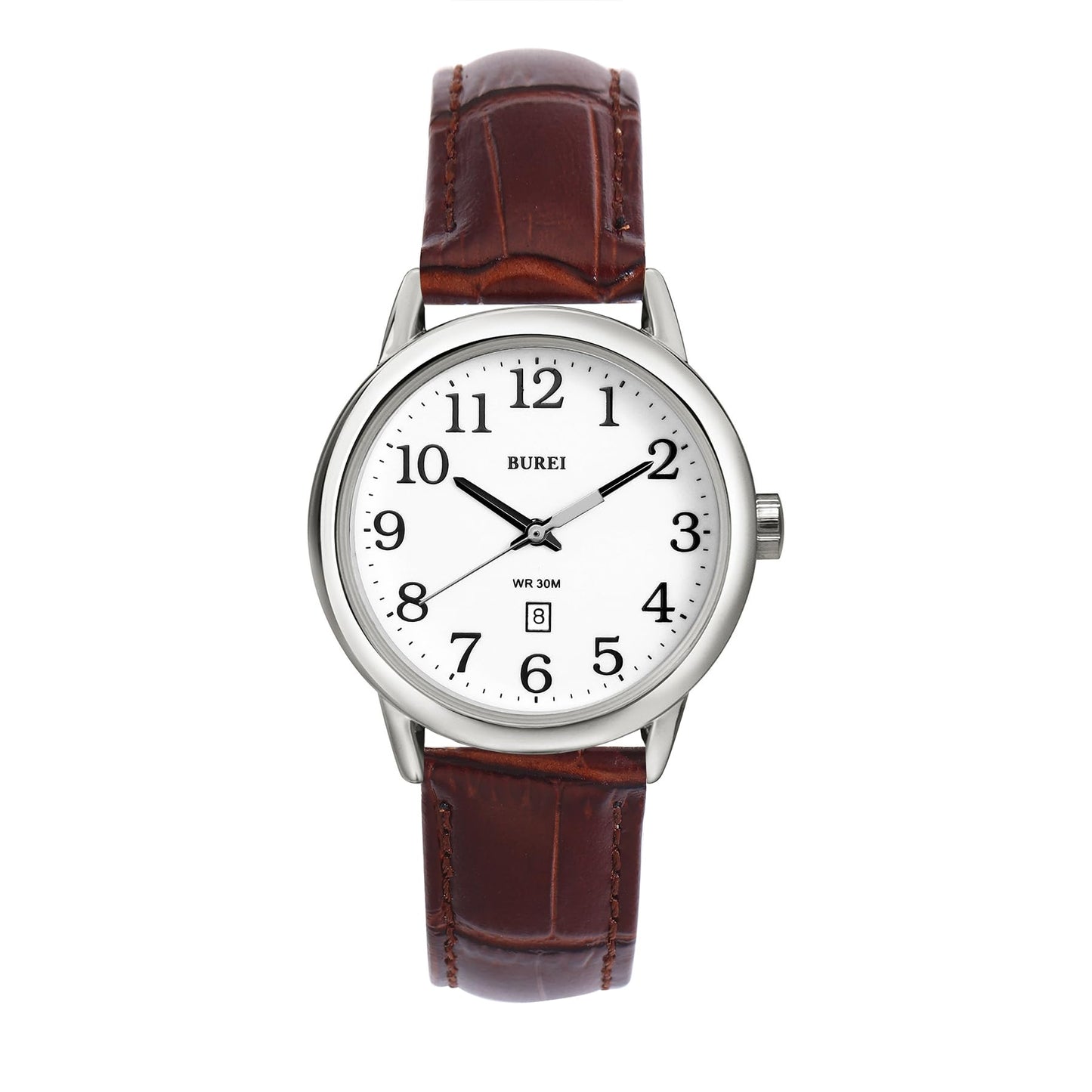 BUREI Women’s Watch 35mm Brown Minimalist Quartz Watch Soft Leather Strap Unisex Casual Dress Watch 3ATM Waterproof