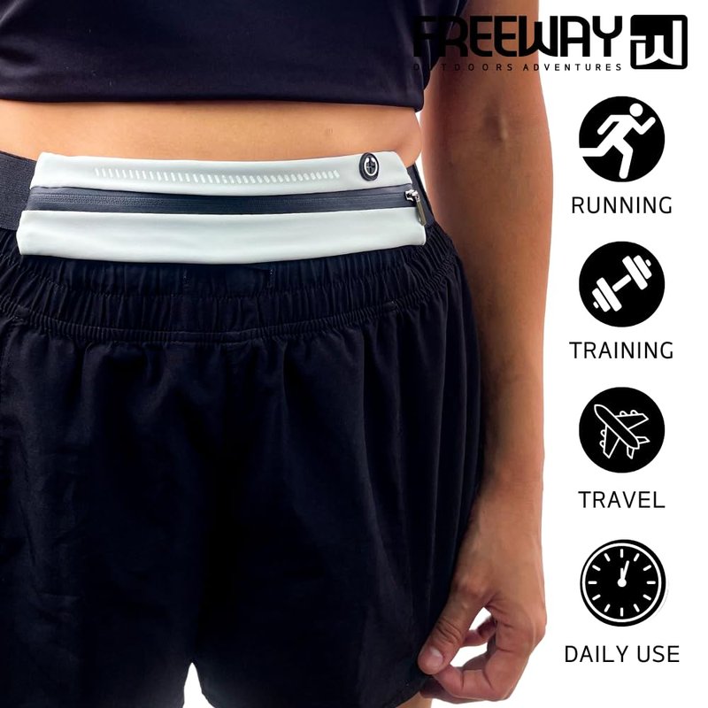 Lightweight Running Belt - Ergonomic Single or Double for Man and Woman - Perfect for running, training, sports (Single, Gray) designed for carrying Phone, Keys & Essentials - For All Cell Phones