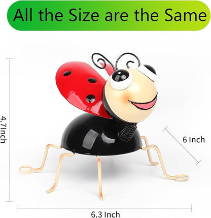 Metal Yard Art Garden Decor for Outside Cute Red Ladybugs Lawn Patio Ornaments Backyard Decorations Garden Gifts for Mom - Set of 2