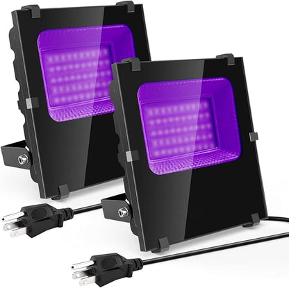 120W LED Black Lights Outdoor - IP66 Waterproof UV Blacklight Floodlight Black Light Flood Light 395nm Blacklight Spotlight UV Lights Lamp for Glow Party Large Space, Halloween Decor (2 Pack)