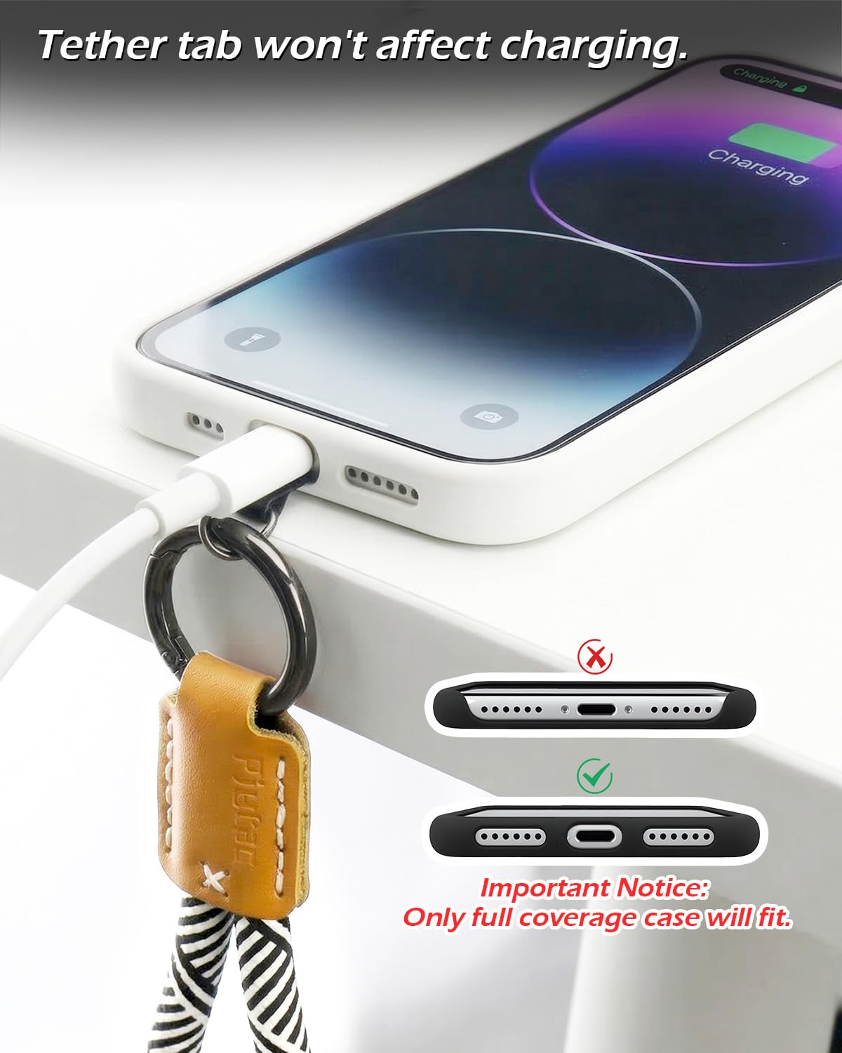 PJYTAC Keychain for Car Keys, Short Key Lanyard for Women, Cute Leather Rope Car Key Holder Key Chain with D Key Ring, Accessories Kit Phone Tether Tab Gift for Women Men