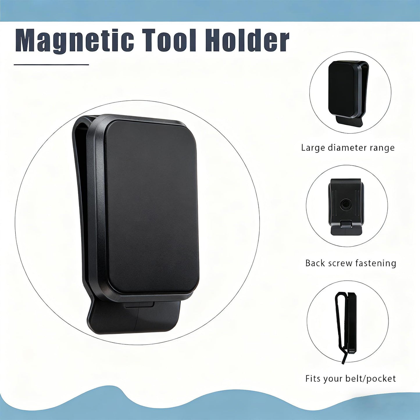 Magnetic Tool Holder Super Strong Tool Holster, Magnet Belt Clip Neodymium Magnet Leather Sleeve for Screws, Hammers, Sockets, Pliers, Drills, Wrenches Magnetic Tools and Hardware 2 Pcs