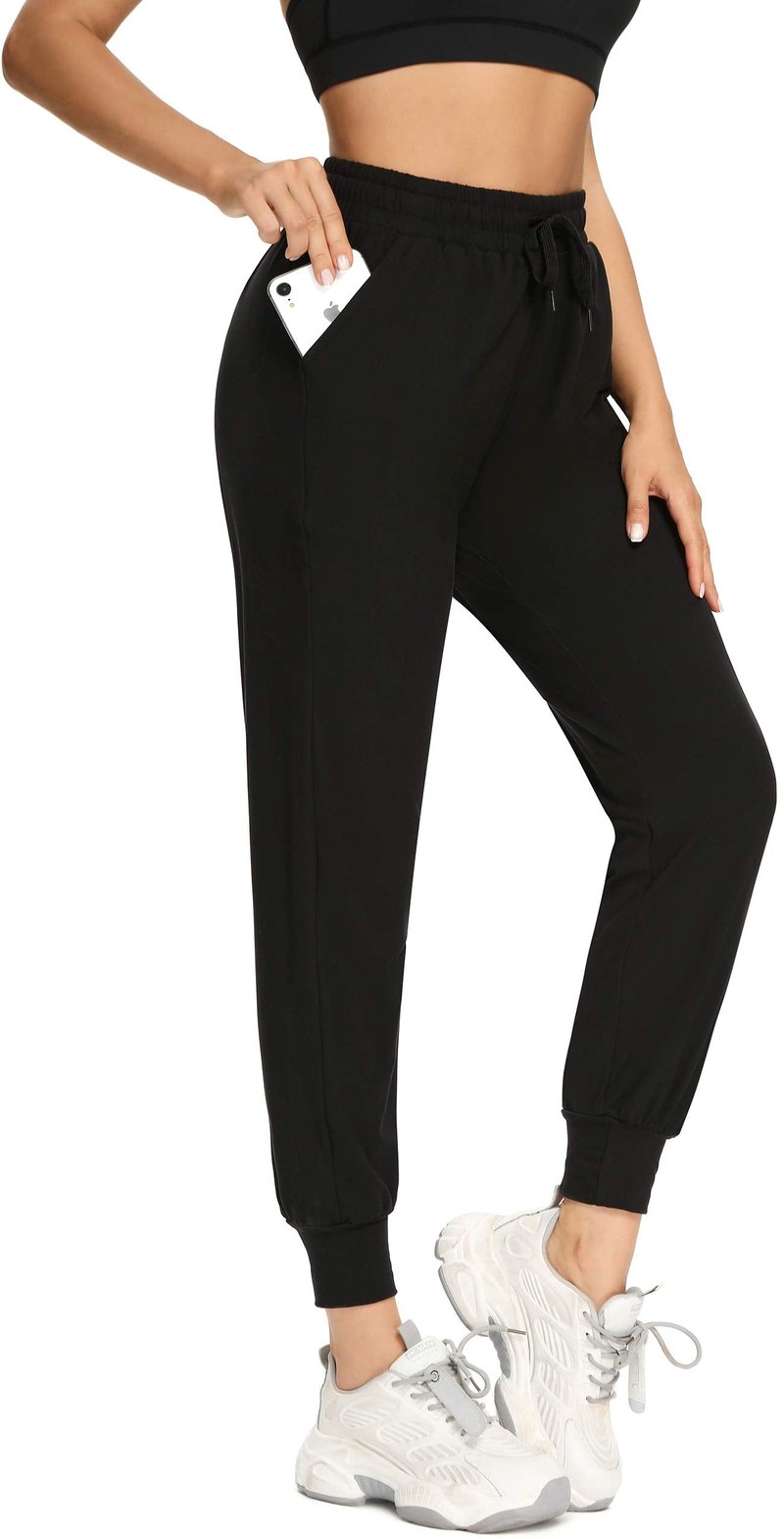 FULLSOFT Sweatpants for Women-Womens Joggers with Pockets Lounge Pants for Yoga Workout Running (Black,Medium)