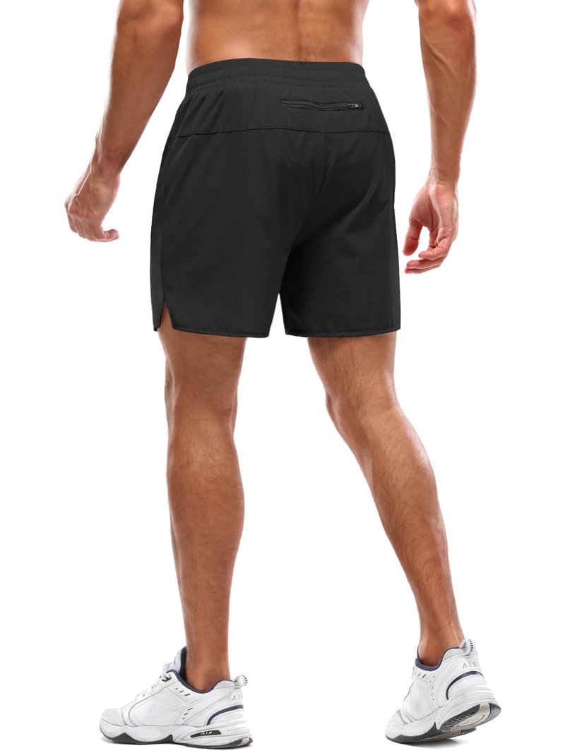 Aolesy Men's Workout Shorts with Liner 5 Inch Quick Dry 2 in 1 Running Shorts for Men Sports Athletic Gym Shorts with Zipper Pockets Black/Green