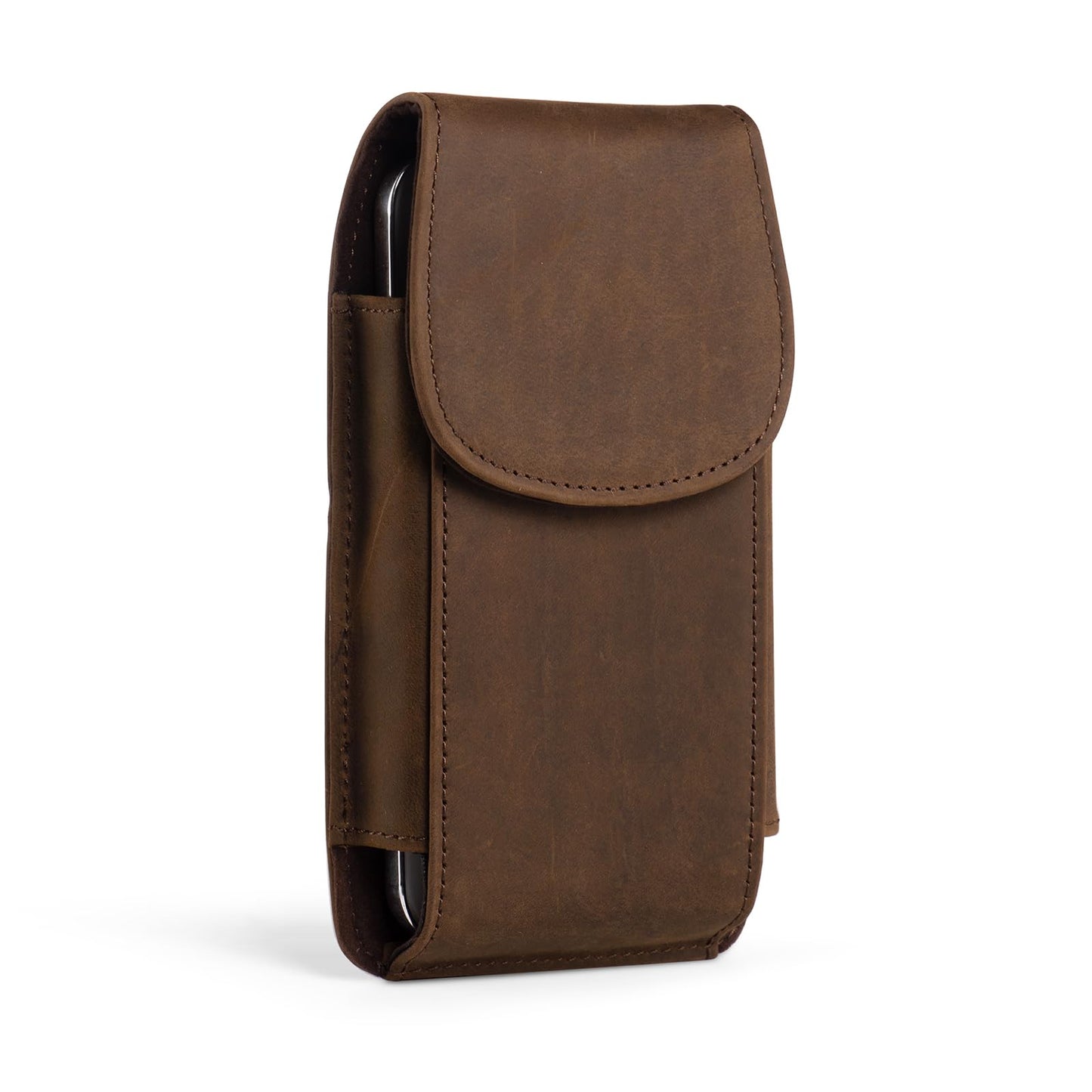 Hengwin Top Grain Leather Phone Holster Cell Phone Holster with Belt Clip/Loop, Phone Pouch Belt Holder Carrying Case Fits for iPhone 16 Plus 15 Plus Samsung Galaxy S26 Ultra S25 Edge (Retro Brown)