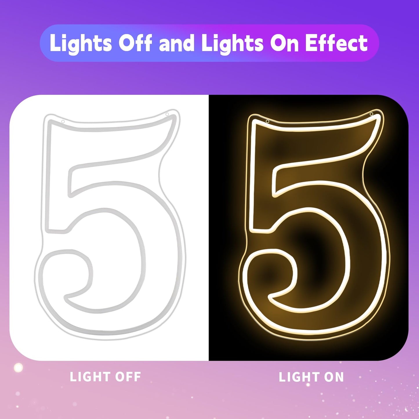 RUMONZS LED Acrylic Light up Number, Decorative Transparent Light up Letters USB Powered Big Number Sign Light for Birthday, Night Light, Party, Anniversary, Christmas, Home Decor, Wedding 11.4'' (number5)