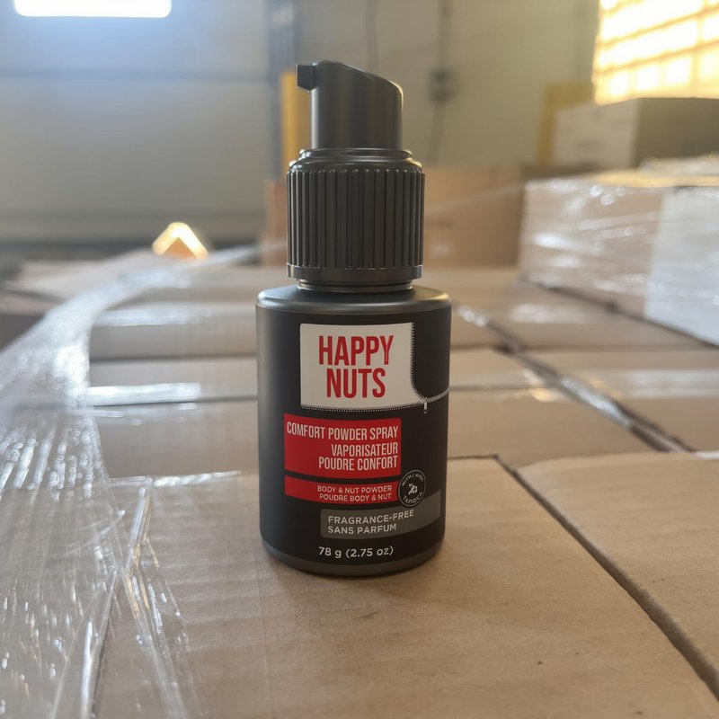 HAPPY NUTS Comfort Powder Spray Deodorant For Men: Anti-Chafing, Sweat and Odor Control for Jock Itch, Aluminum-Free, 2.75 oz (1 Pack), Fragrance-Free