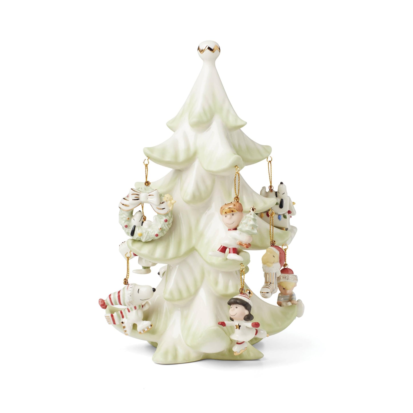 Lenox 6361265 Snoopy & Friends 11-Piece Christmas Tree Ornament Set, Display Stand