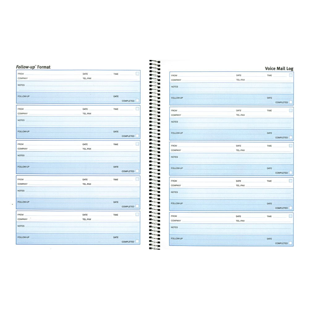Rediform Follow-Up Voice Mail Log, Flexible Cover, Spiral Binding, 10.625" x 8", 500 Messages (51114)