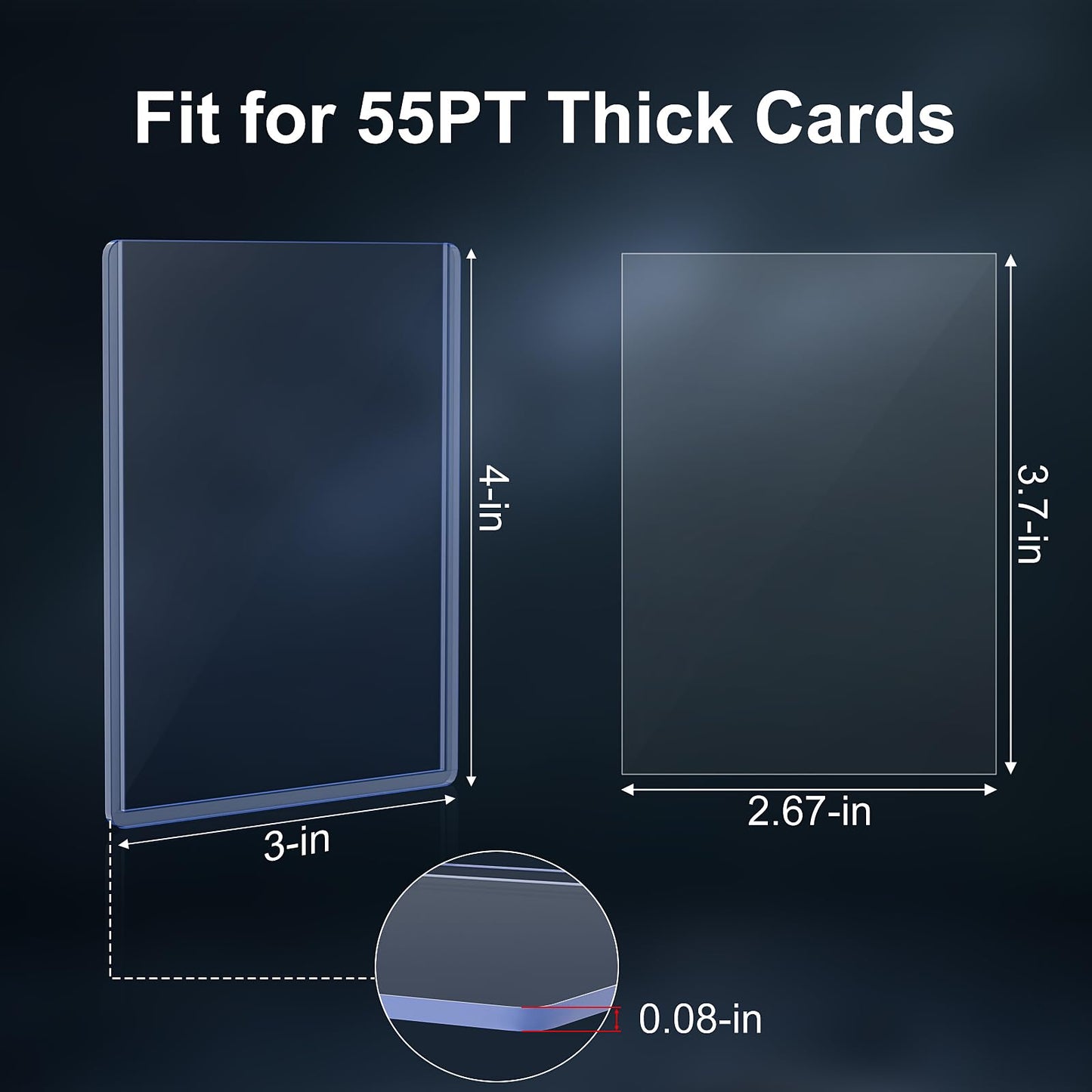 25 Count 55pt Top Loaders for Cards, 3"x4" Thick Toploaders with Soft Thick Card Sleeves for Baseball, Basketball, Football Cards