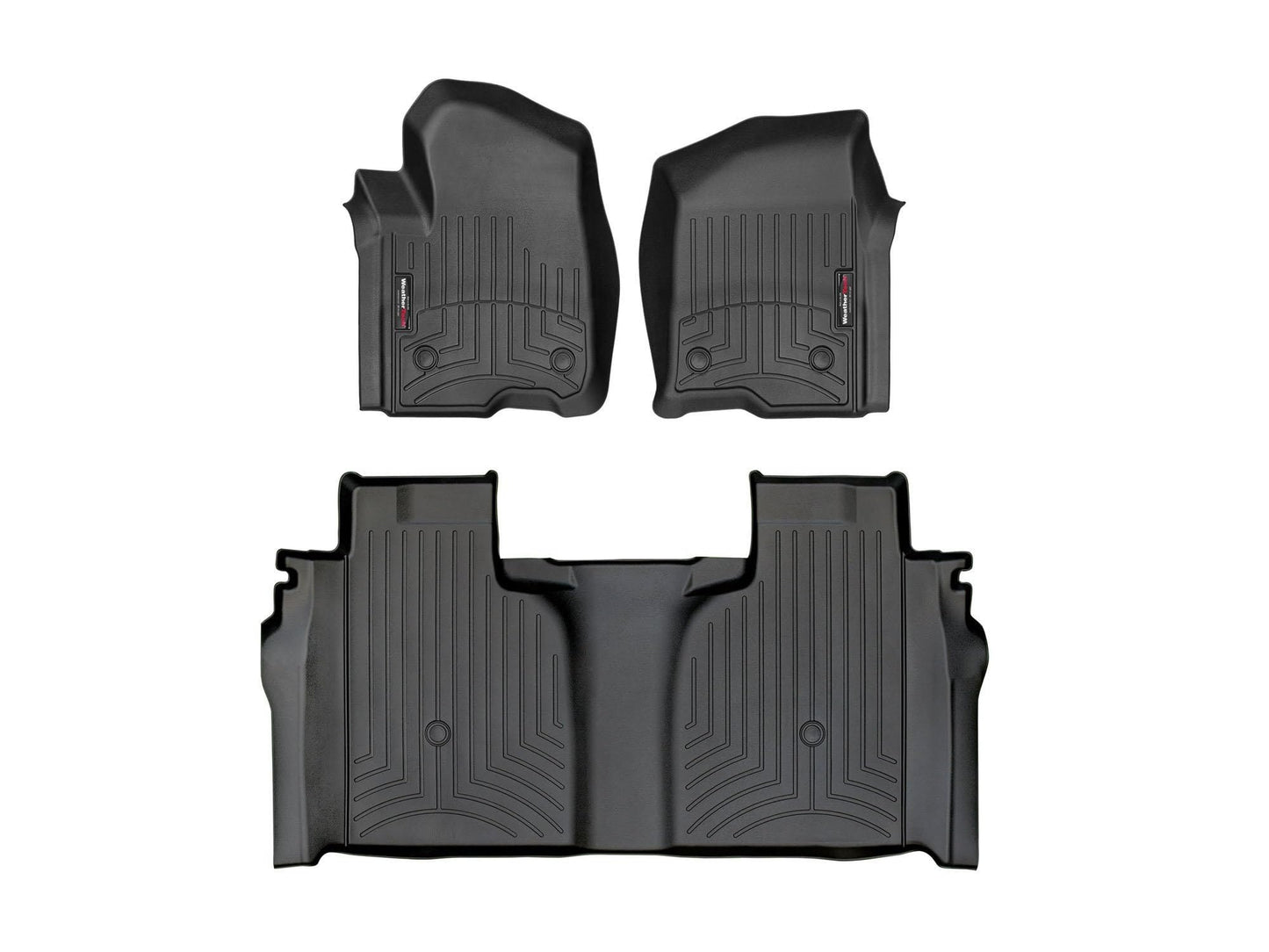 WeatherTech Custom Fit FloorLiners for Chevrolet Silverado 1500, Silverado 2500HD/3500HD, Silverado 1500 LTD - 1st & 2nd Row (441436-1-2), Black