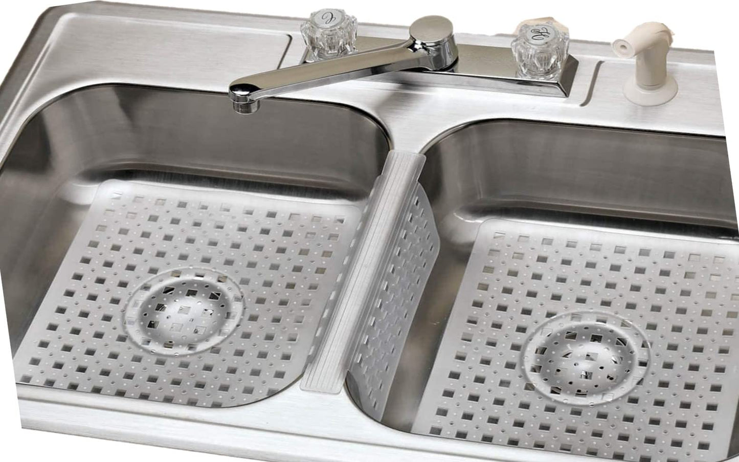 New Clear Kitchen Dish Safe Sink Protector Mat Pad Set, 3 Piece Combo Set Includes 2 Mats and 1 Saddle