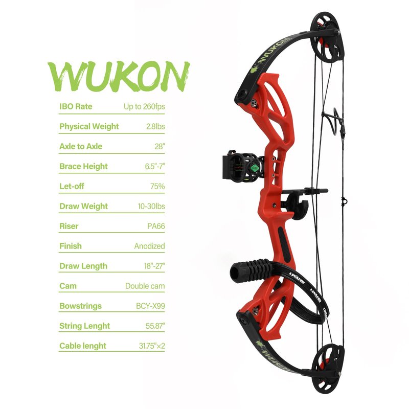 LWANO Compound Bow Set for Youth & Kids,Beginners Bow and Arrow Set,Right Handed,Draw Length 18"-27",10-30Lbs Draw Weight,260fps (Red, Luxury Set, Right Hand)