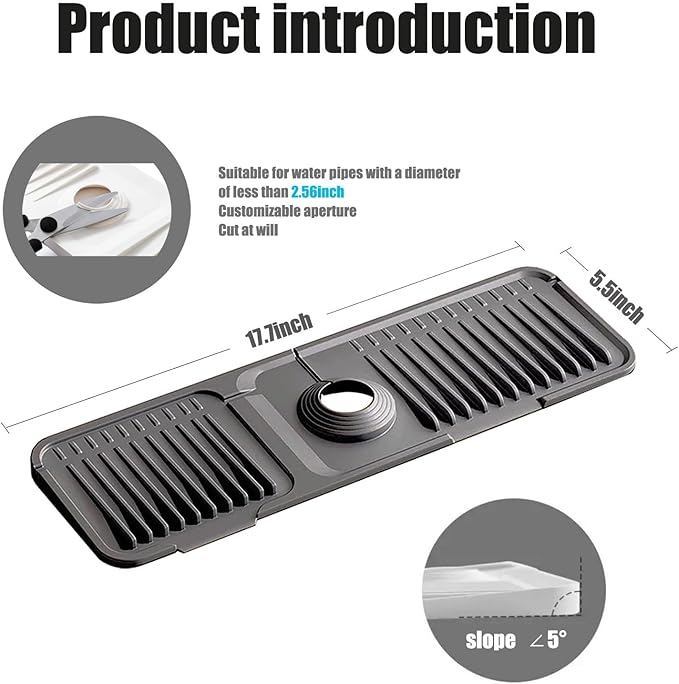 STARGAZ Silicone Faucet Mat For Kitchen Sink, Sink Back Splash Guard, Faucet