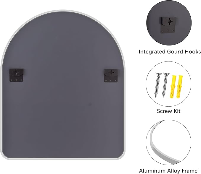 FORBATH Large Arched Wall Mirror 48x40 Inch, Silver Arch Bathroom Mirror with Aluminum Frame, Arched Mirror for Dresser, Fireplace,Entryway,Home Decor,Hanging or Leaning Against Wall