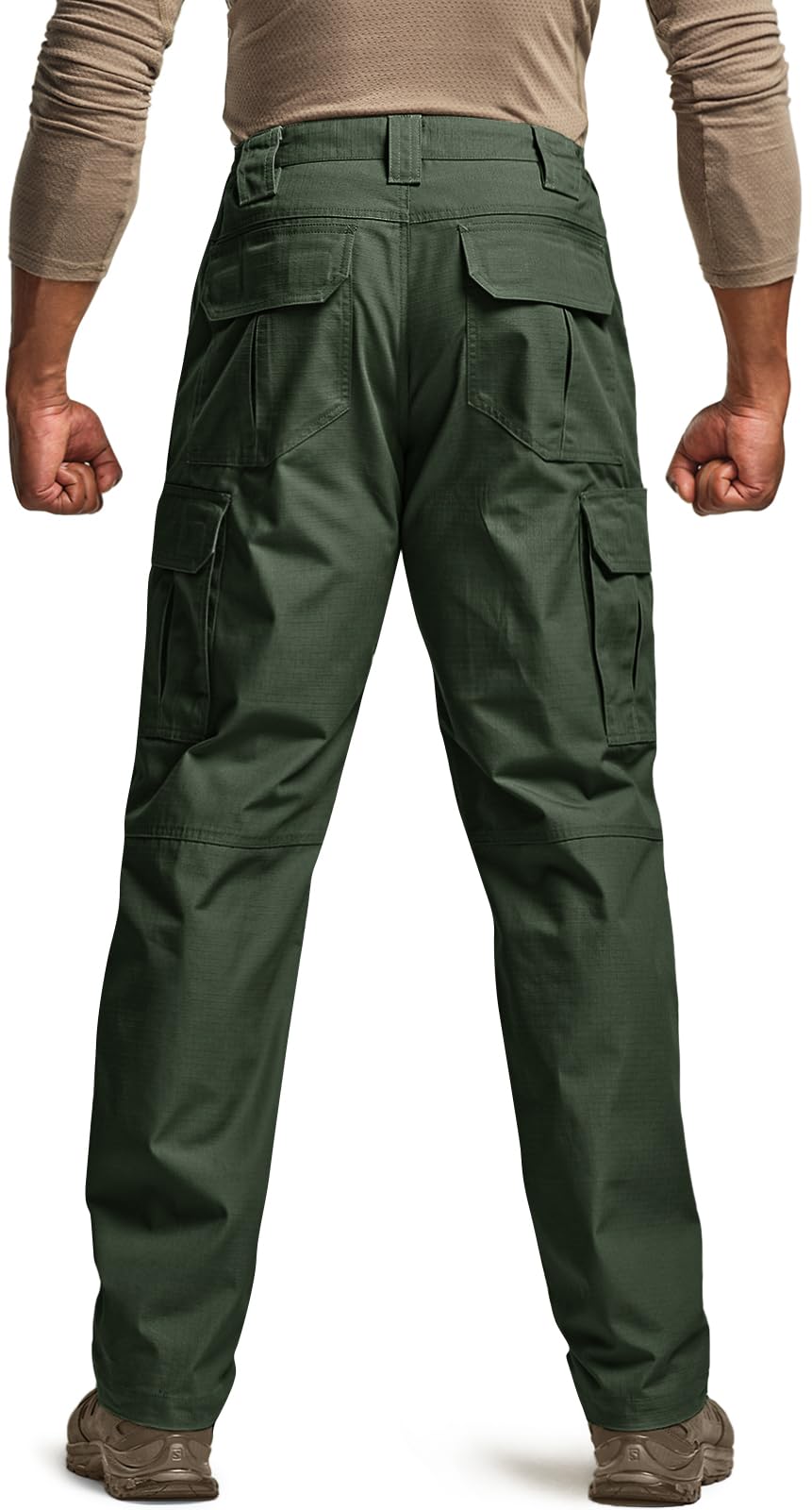 CQR Men's Tactical Pants, Water Resistant Ripstop Cargo Pants, Lightweight EDC Work Hiking Pants, Outdoor Apparel, Raider Green Kelp, 38W x 34L