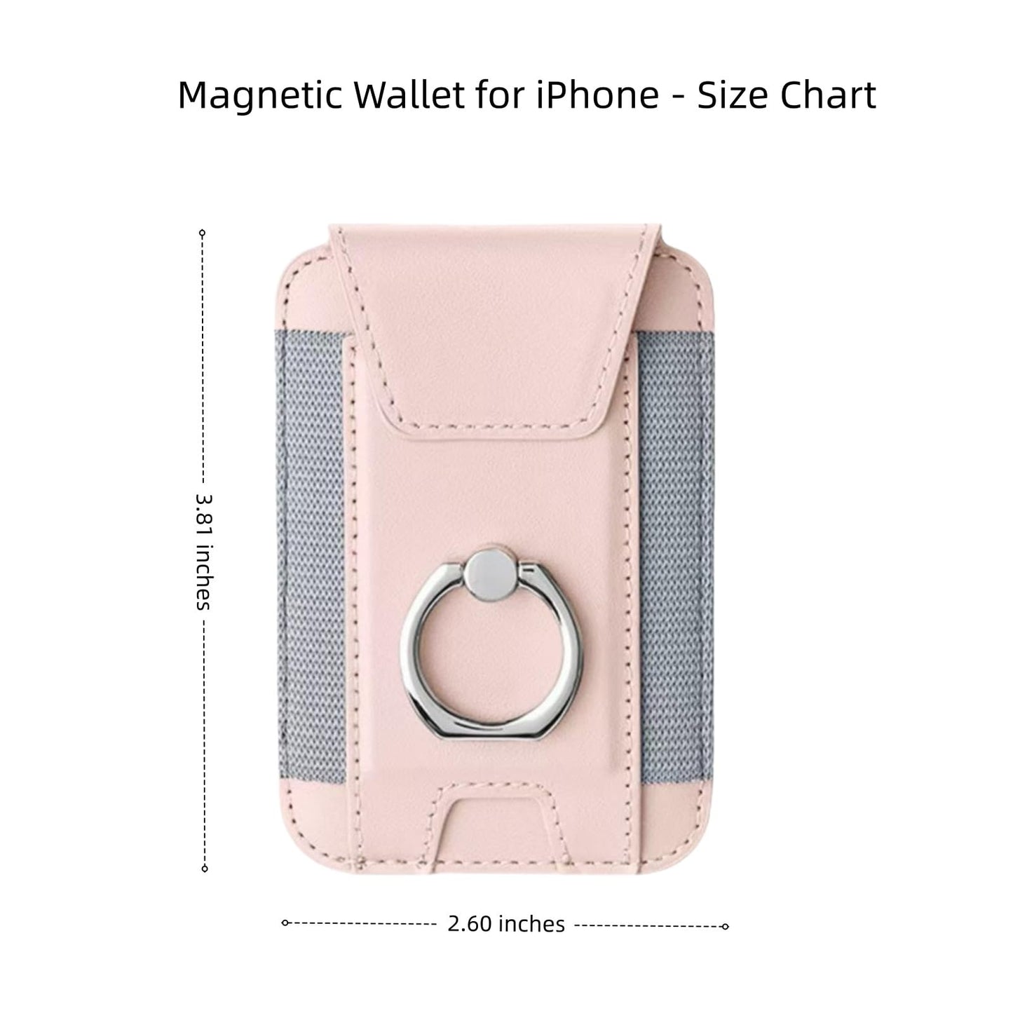 UPEWEFI for Magsafe Wallet, Slim Magnetic Card Wallet with Grip, 7 Cards Holder RFID Blocking, Ring Stand Stick on Wallet with Privacy Flap(Pink)