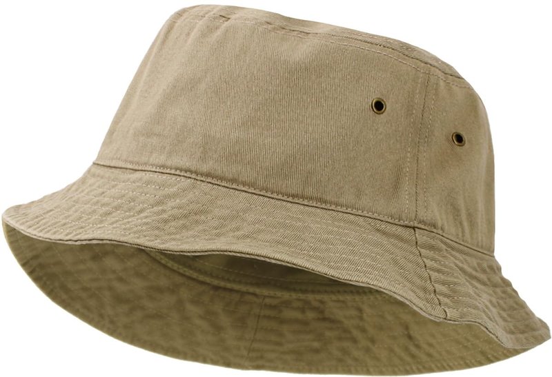 KBETHOS KBM-500 KHK S/M Unisex Washed Cotton Bucket Hat Summer Outdoor Cap - 5. Khaki, Small-Medium