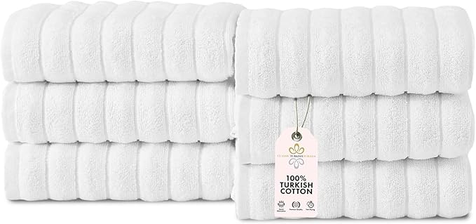 Classic Turkish Towels CTT Premium 6 Piece Hand Towels Set, 100% Turkish Cotton