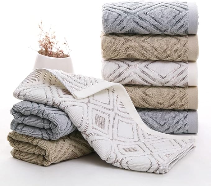 Pidada Hand Towels Set of 2 Diamond Pattern 100% Cotton Absorbent Soft